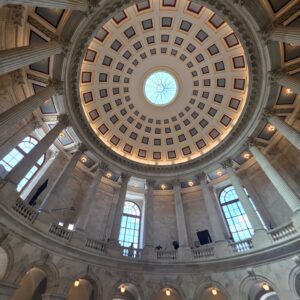 Architectural interior view of a domed ceiling