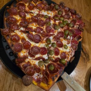 Pizza photographed from above