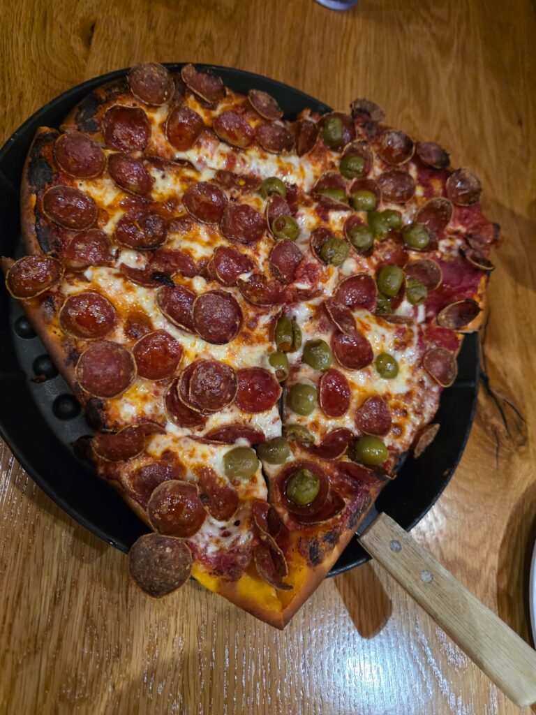 Pizza photographed from above
